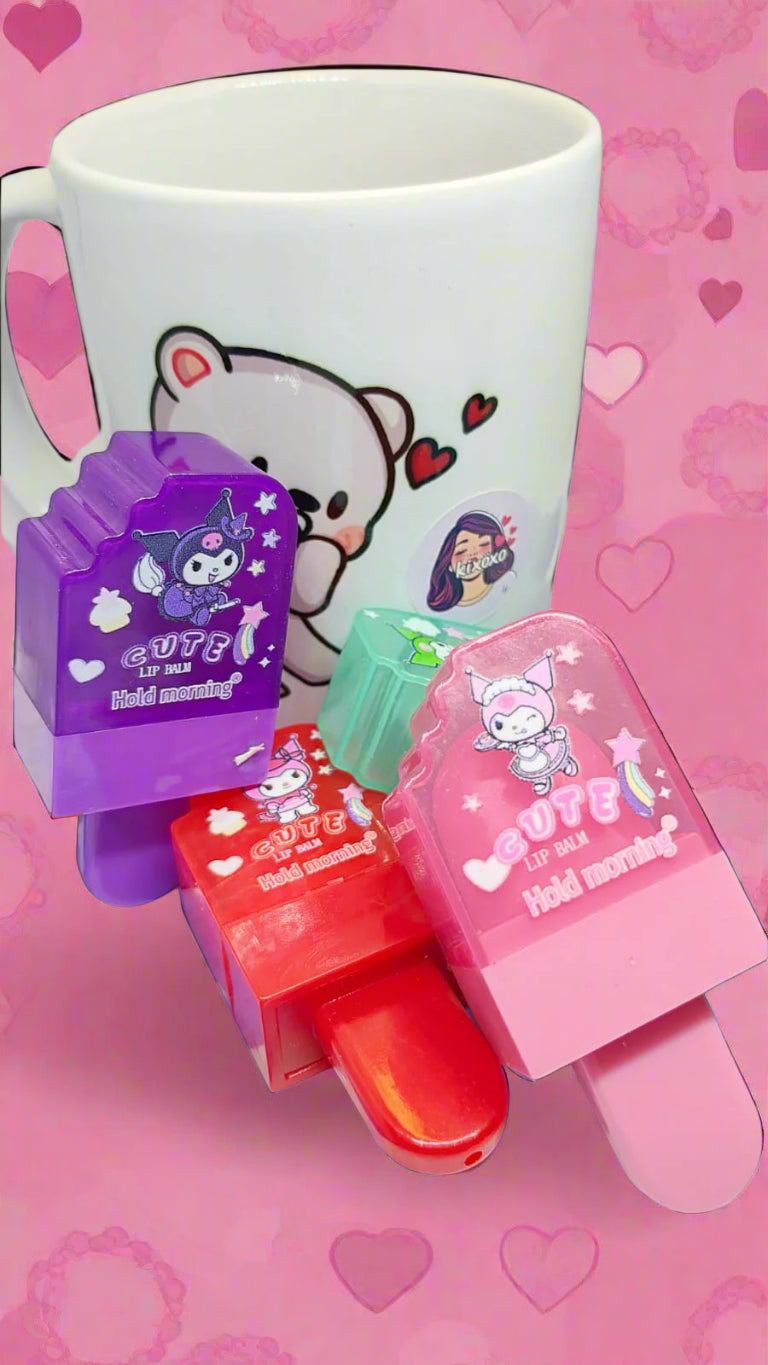 (115)- Cute Kuromi Popsicle Lip Balm/ Kawaii Lip Balm For Her/ Ice Cream Lip Balm For Her