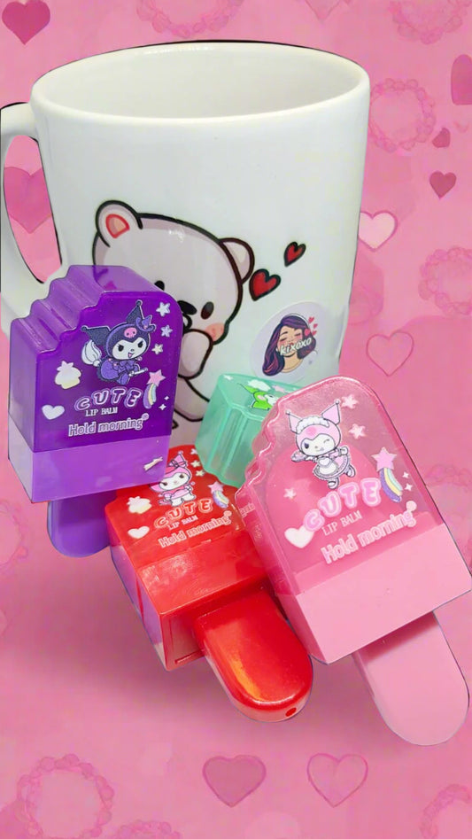 (115)- Cute Kuromi Popsicle Lip Balm/ Kawaii Lip Balm For Her/ Ice Cream Lip Balm For Her