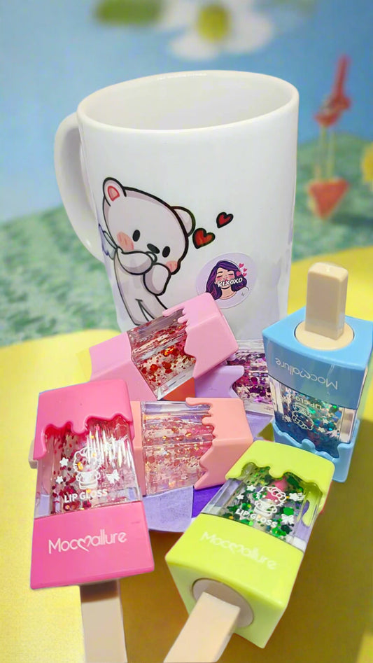 (117)- Kawaii Kitty Lip Gloss/ Cute Melting Ice cream Lip Gloss For Her