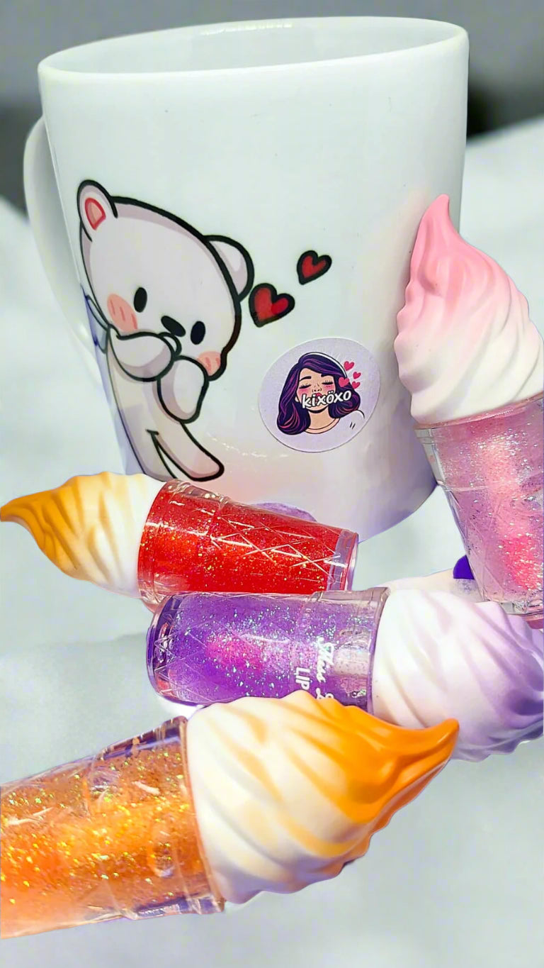 (N130)- Ice Cream Lip Oil For Her/ Softy Cone Lip Oil/ Kawaii Lip Oil For Her