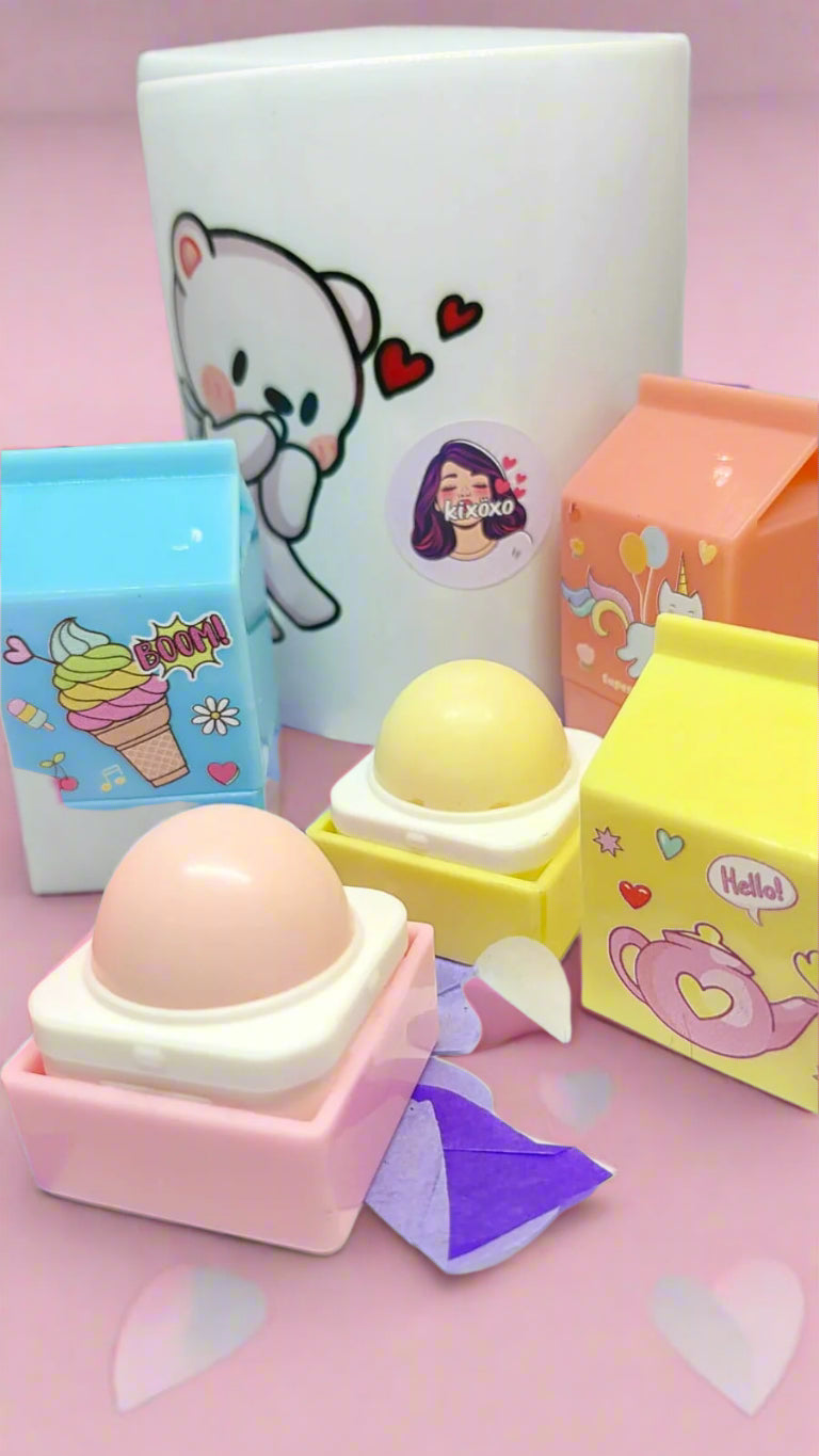 (N127)- Cute Milk Carton Lip Balm For Her/ Kawaii Milk Carton Lip Balm For her