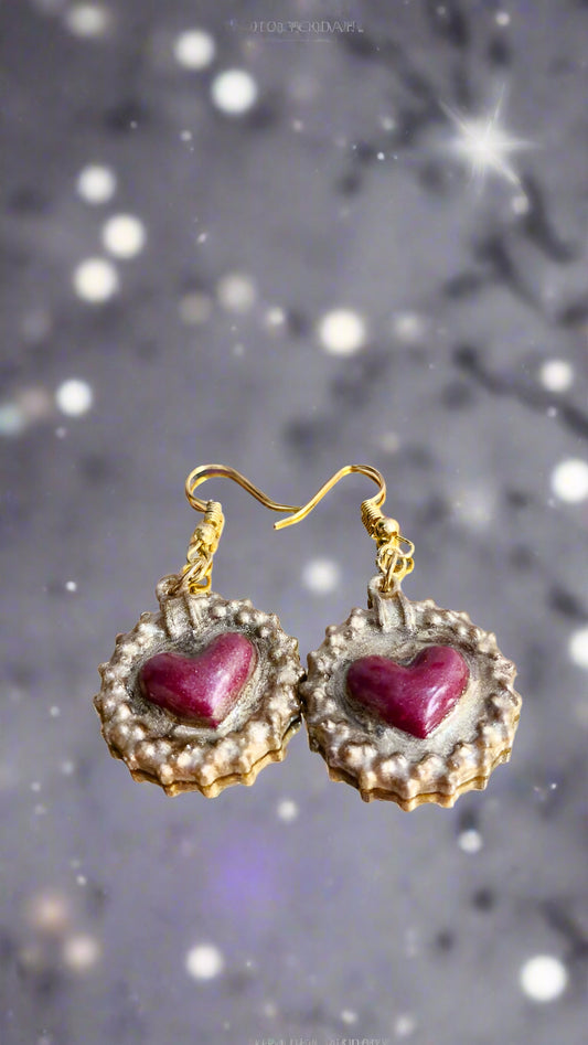 N(192)- Cute Handmade Vintage Heart Drop Earrings by Kixoxo